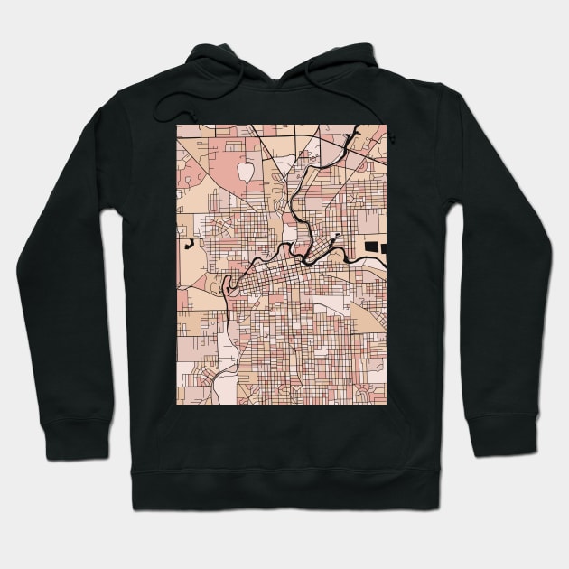 Fort Wayne Map Pattern in Soft Pink Pastels Hoodie by PatternMaps